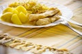 Dinner meal fish with salad and potatoes Royalty Free Stock Photo