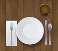 Dinner Placesetting on Wooden Background Illustration Royalty Free Stock Photo