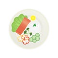 Dinner plate with fish and vegetables
