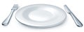 Dinner plate with fork and knife Royalty Free Stock Photo