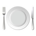 Dinner plate, knife and fork. Vector. Royalty Free Stock Photo