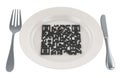 Dinner plate with QR code, 3D rendering Royalty Free Stock Photo
