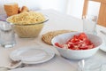 Dinner plates - pasta and salad