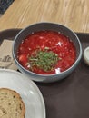 Dinner red borsch food plate dinner Royalty Free Stock Photo