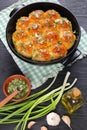 Dinner rolls in ceramic baking dish