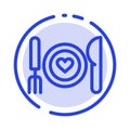 Dinner, Romantic, Food, Date, Couple Blue Dotted Line Line Icon