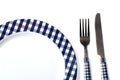 Dinner set (plate, fork, knife) Royalty Free Stock Photo