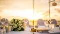 Dinner setup in sunset time Royalty Free Stock Photo