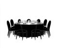 dinner silhouette , black and white illustration isolated on white background Royalty Free Stock Photo