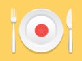 Dinner Silverware With Plate And Tomato Slice Royalty Free Stock Photo