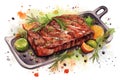 Meal meat red rosemary grill steak barbecue food beef background board bbq Royalty Free Stock Photo