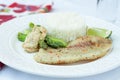 Dinner. Steamed tilapia with rice Royalty Free Stock Photo