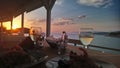Dinner sunset, view, coast wine Royalty Free Stock Photo