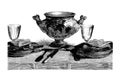 Dinner table arrangement | Antique Culinary Illustrations