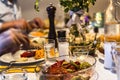 Dinner table with raki, ouzo Royalty Free Stock Photo