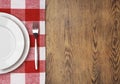 Dinner table with setting plate top view Royalty Free Stock Photo