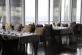 Dinner table on skyscrapter with cuty scape view Royalty Free Stock Photo