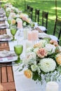 Georgeous wedding table decorated with flowers