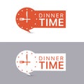 Dinner time banners. Red and white labels Royalty Free Stock Photo