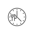 Dinner time clock line icon Royalty Free Stock Photo