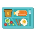 Dinner tray poster School lunch blue salver