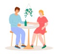 Dinner of two lovers - colorful flat design style illustration