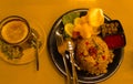 Dinner Vibes: Golden Fried Rice & Zesty Lemon Tea Royalty Free Stock Photo