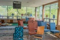 Dinning room chairs and hanging TV