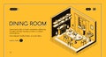 Dinning room interior isometric vector website Royalty Free Stock Photo