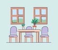 Dinning room with table and chairs vector design Royalty Free Stock Photo