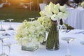 Dinning wedding table set with white lotus Royalty Free Stock Photo