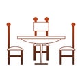 Dinning wooden table and chairs red lines Royalty Free Stock Photo