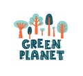 Green planet vector poster template