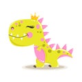 Vector Cute baby girl dinosaur