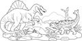 Dino battle, coloring book Royalty Free Stock Photo