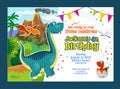 Dino birthday party invitation with dinosaurs