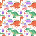 Dino birthday party pattern dinosaur kid holiday celebration illustration Baby design for birthday invitation or baby