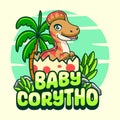 Cute Baby Corythosaurus Dinosaur Character Mascot in Vector Cartoon Illustration Design Royalty Free Stock Photo