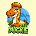 Cute Corythosaurus Dinosaur Character Mascot in Vector Cartoon Illustration Design Royalty Free Stock Photo