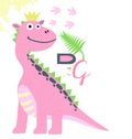 Dino girl color hand drawn vector character Royalty Free Stock Photo