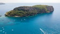 Dino Island, aerial view, island and landing, Praia a Mare, Cosenza Province, Calabria, Italy