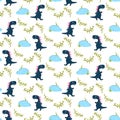 Dino kid seamless vector pattern for textile print. Royalty Free Stock Photo