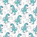 Dino monster boy seamless vector pattern. Royalty Free Stock Photo