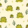 Cute Dinosaurs seamless pattern. Children pattern with dinos. Perfect for fashion clothes, shirt, fabrics, textiles.