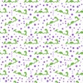 Dino pattern. Seamless design for wallpaper in doodle style. Purple geometric shapes on a white background. Abstract
