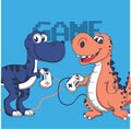 dino playing game kids vector art