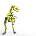 Dino raptor robot is looking to the right with copy space Royalty Free Stock Photo