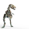 Dino raptor robot is looking to the right with copy space Royalty Free Stock Photo