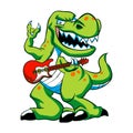 Dino rock plays a guitar.