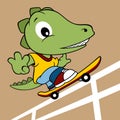 Dino the skater, vector cartoon illustration